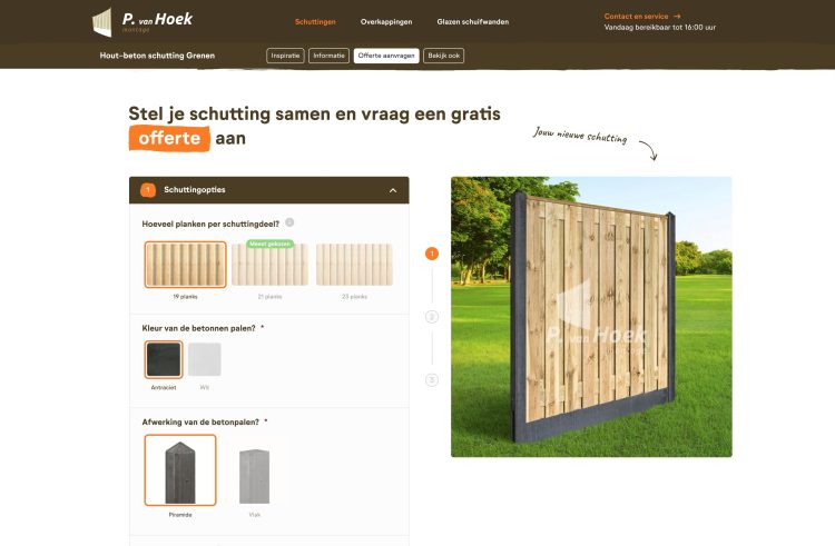 Screenshot - P. van Hoek Montage - Configurator 1