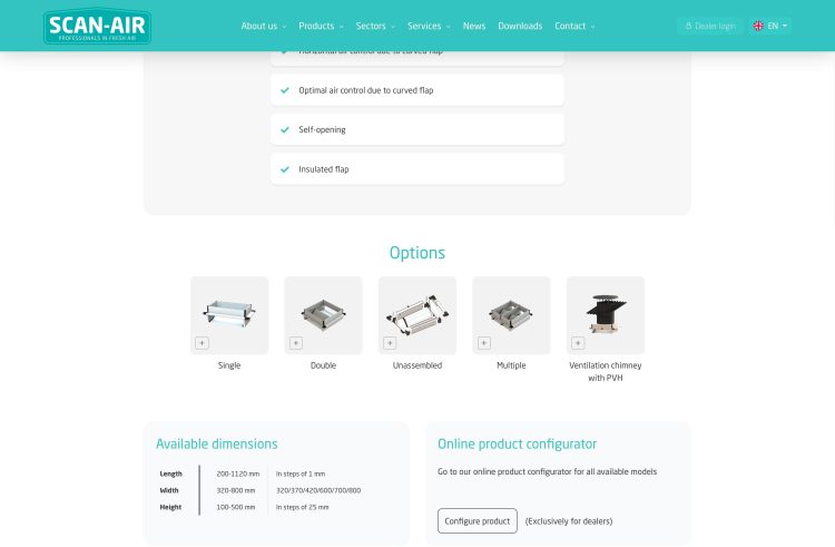 Screenshot - Scan-Air - Product options