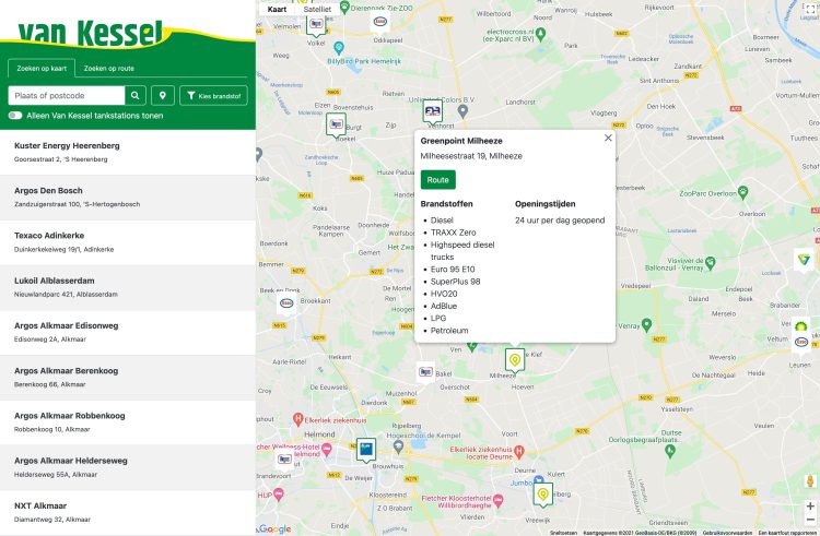 Screenshot - Van Kessel - Tankstation finder - Tankstation