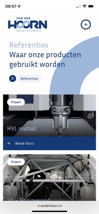 Screenshot - Van der Hoorn Buigtechniek - Mobiel 3